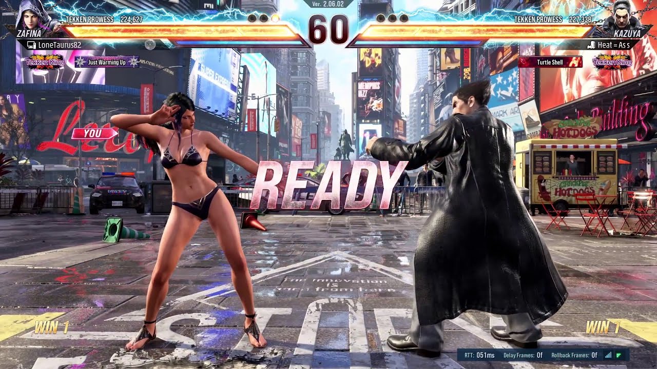 Tekken 8 - Quick Matches - Zafina vs Kazuya and Armor King in Beach Fun Bikini (Mod) ar Urban Square