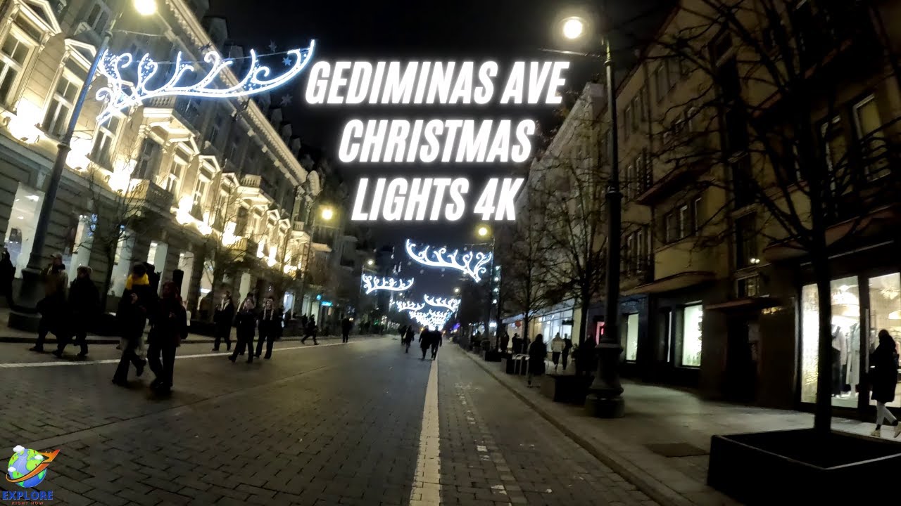 Vilnius Gediminas Avenue Christmas Lights🎄Evening Walk | 4K POV