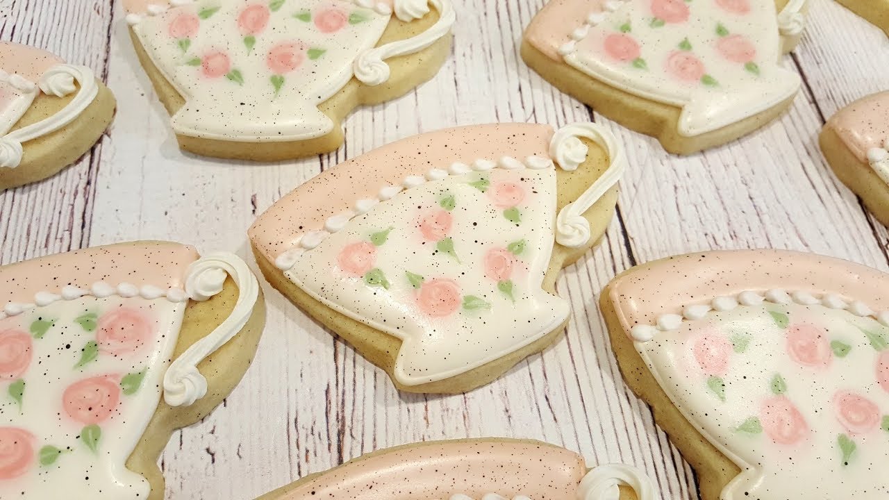 Vintage Rose Teacup Sugar Cookies on Kookievision by Sweethart Baking Experiment