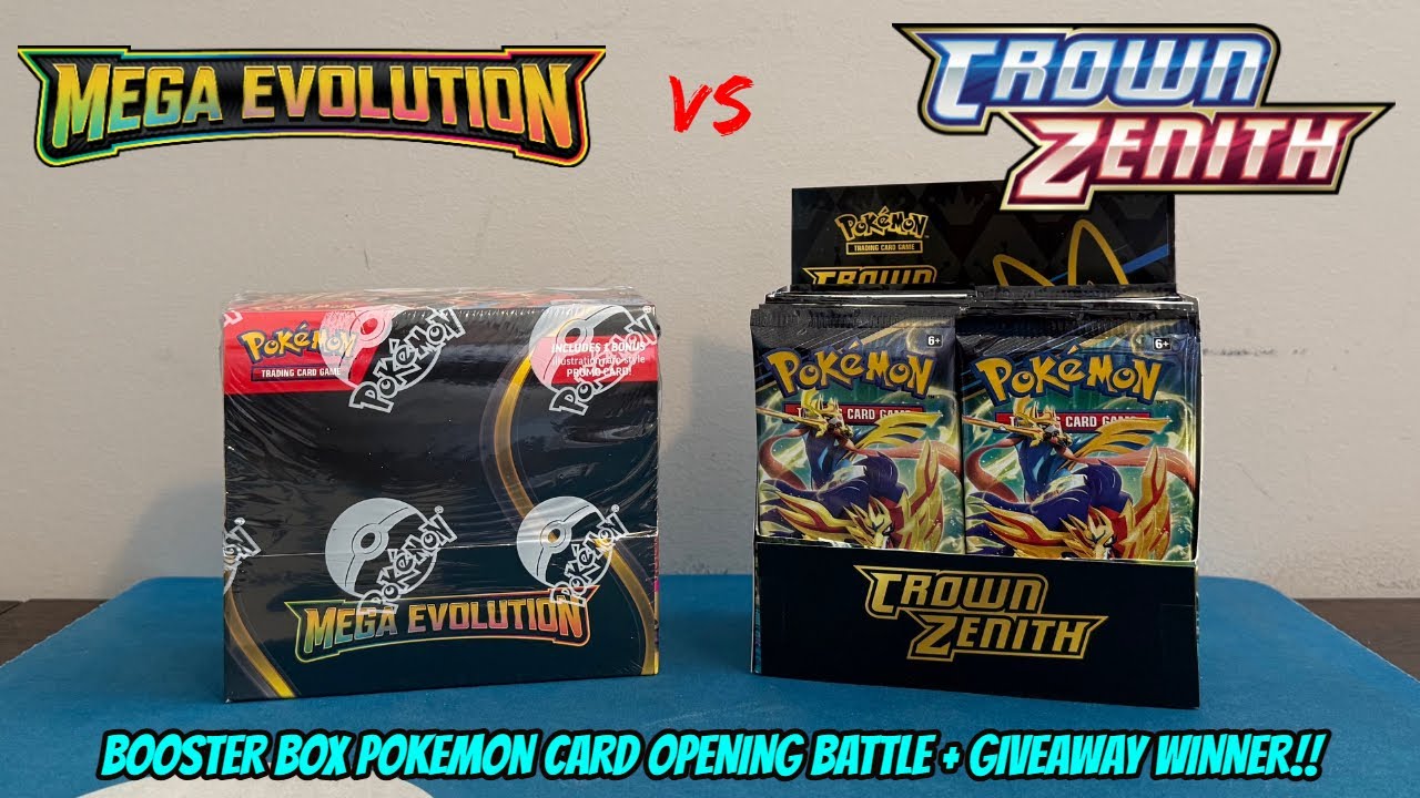 Начальная битва за карты покемонов между коробками усилителей MEGA EVOLUTION и CROWN ZENITH!