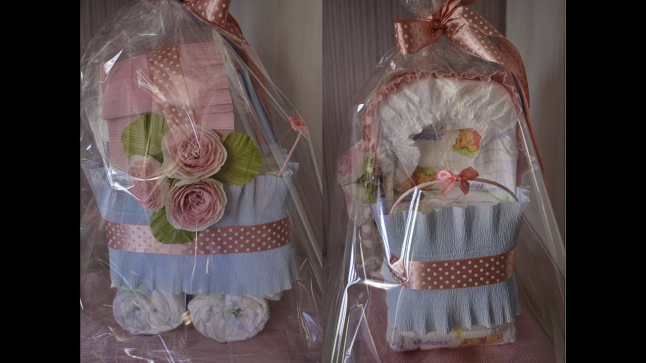 Коляска из памперсов - подарок на рождение ребенка своими руками / Stroller made of diapers