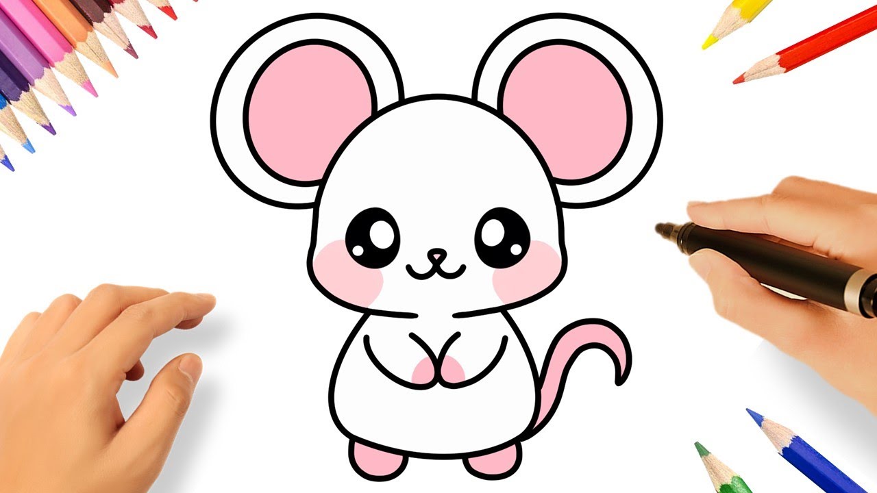 CÓMO DIBUJAR UN RATÓN KAWAII FACIL PASO A PASO 🐭