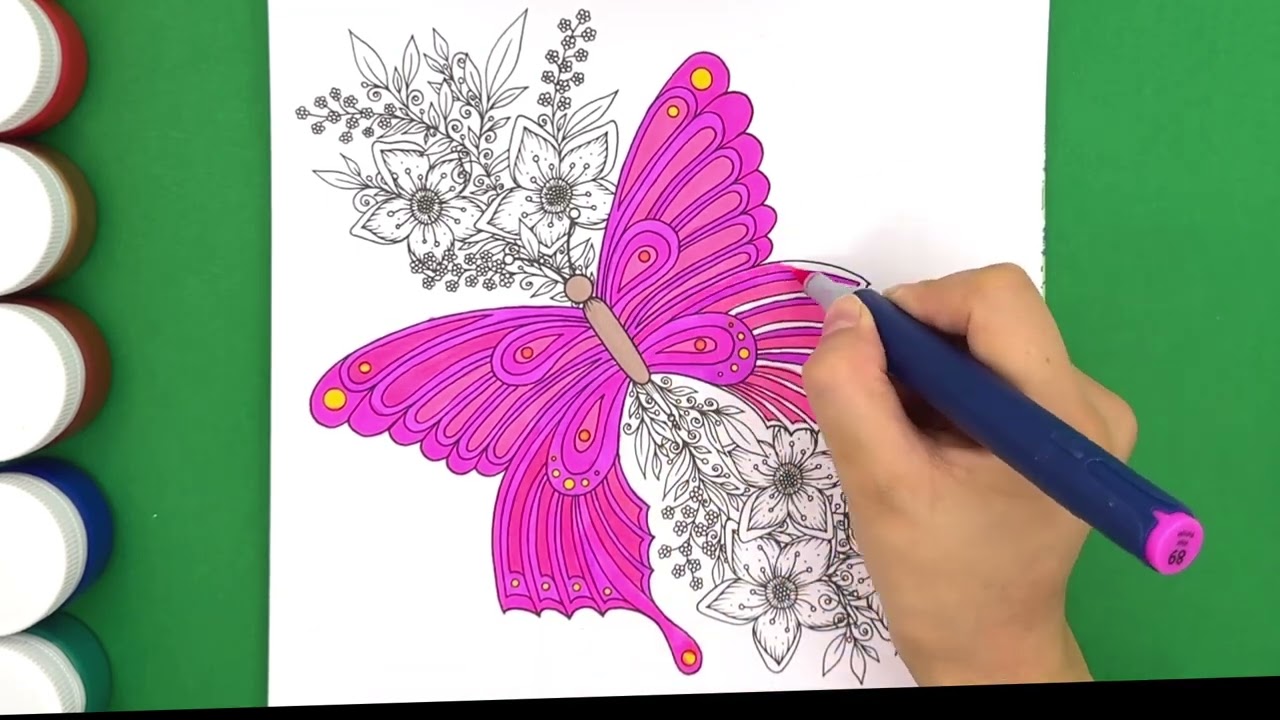 Relaxing Butterfly Coloring for Stress Relief | Satisfying Art Process
