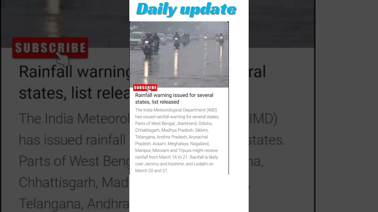 Rainfall warning issued for several states,list released#rain #weather #viral #trending #shortsfeed