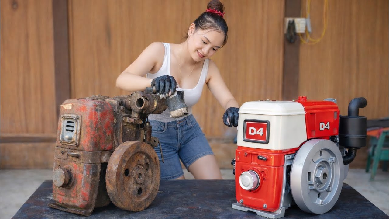 Beautiful Genius Mechanic Restores a Rusty D4 Diesel Engine to Like-New Condition | Full Rebuild