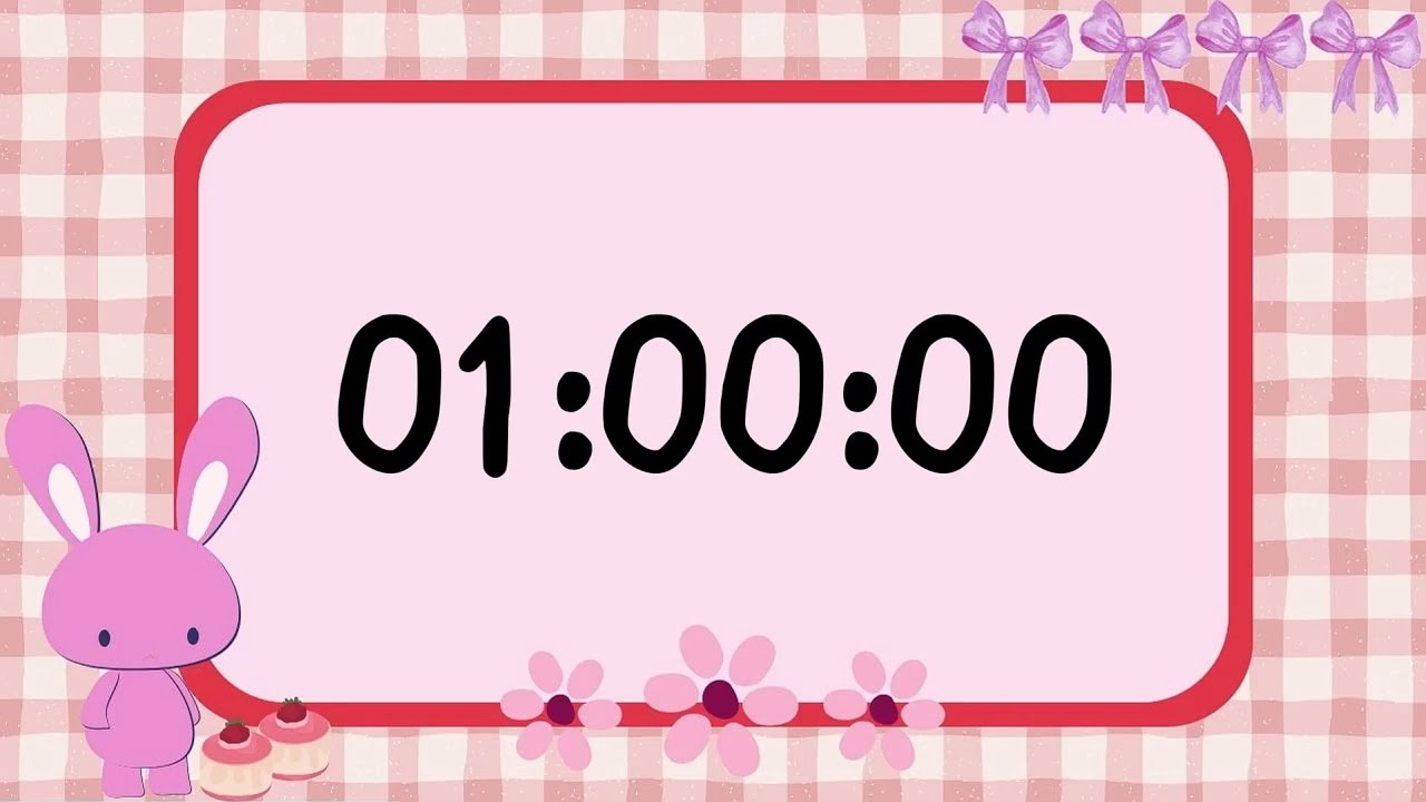 1 Hour 🎀 Cute Pink Bunny Study Timer | Cozy Aesthetic Focus & Pomodoro ⏰🐰