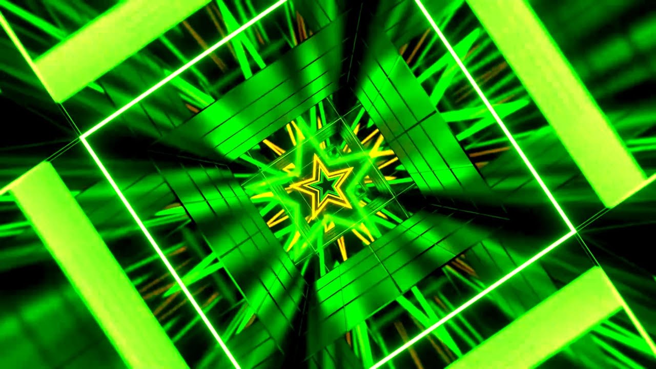 VisionKanal 4K – Футуристический Зелёный Неоновый Коридор |Без Аудио [2 Часа]
