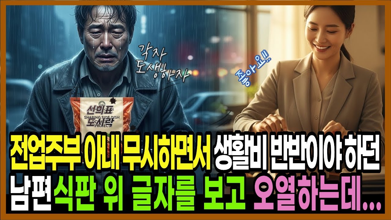 [사연] 전업주부 아내 무시하면서 생활비 반반이야 하던 남편... 식판 위 글자를 보고 오열하는데...