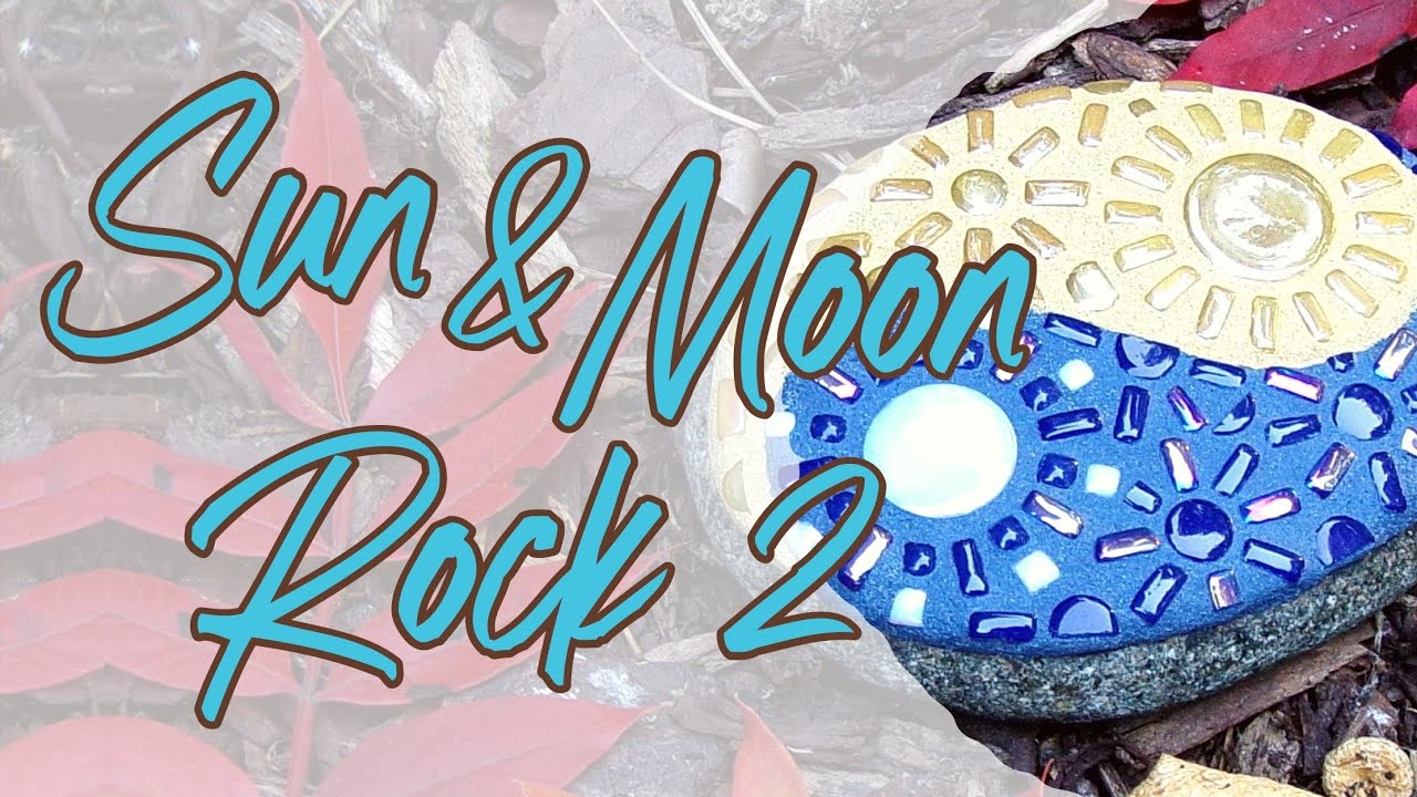 Sun & Moon Rock 2 - Mosaic Garden Art #mosaic #gardendecor #sun #moon #stoneart