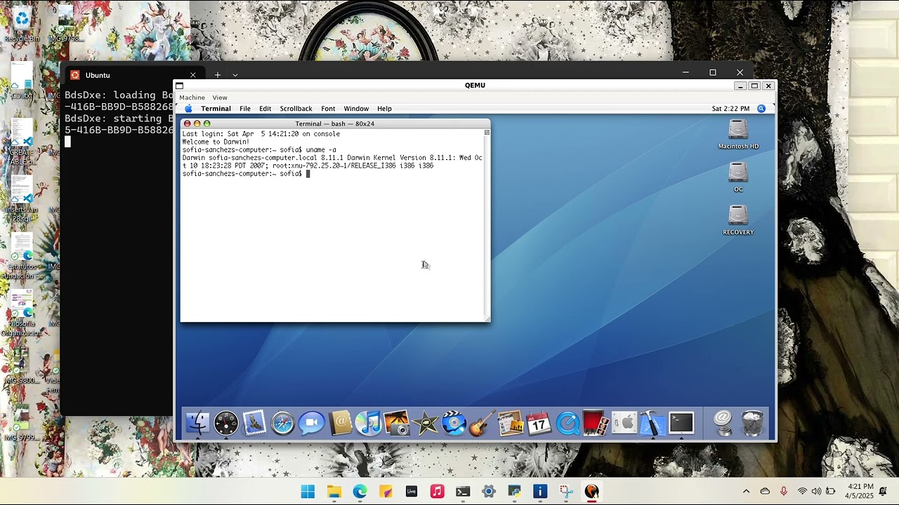 Mac OS X Tiger 10.4.11 running on QEMU VM