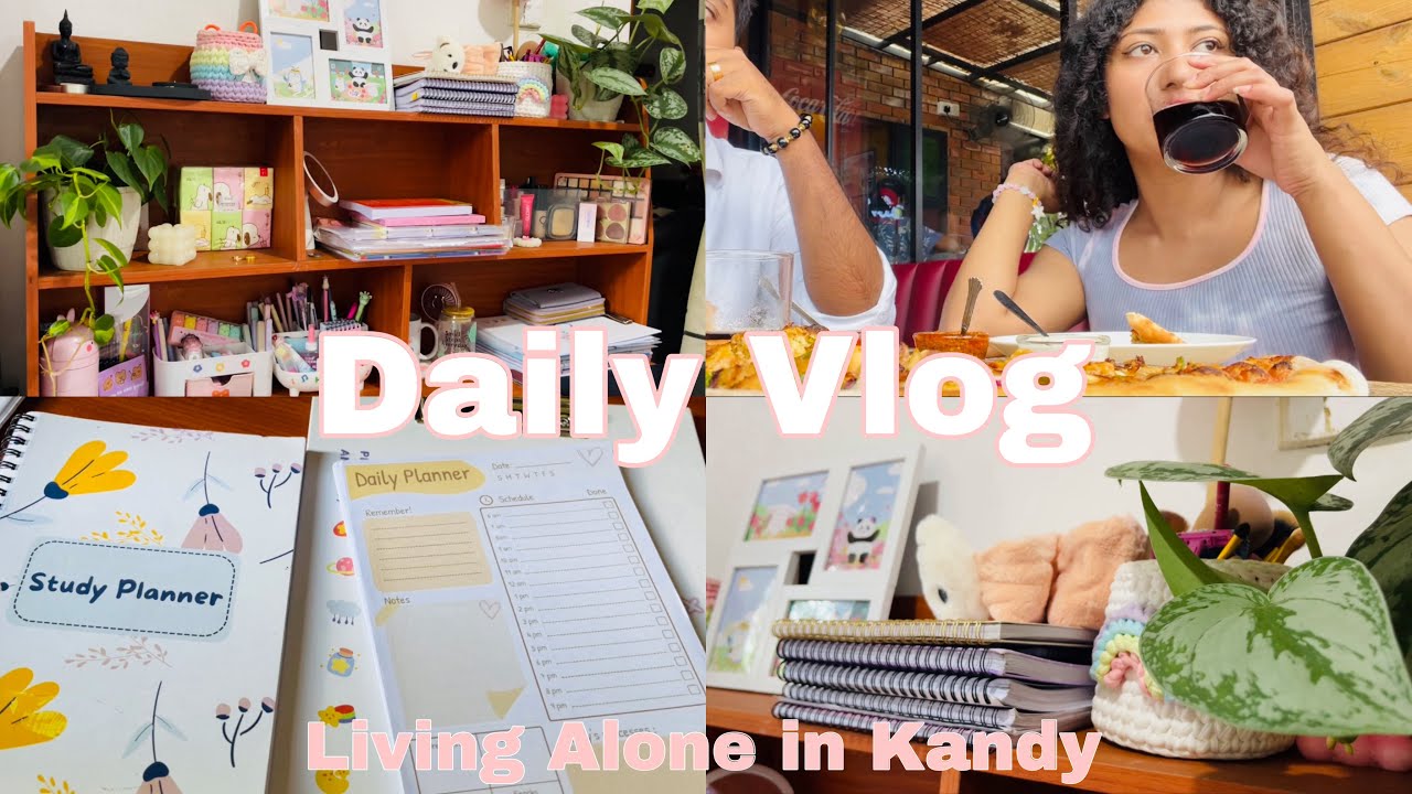 අගෝස්තු මාසෙන් දවසක්🩷📚🪴living along vlog | pizza day out 🍕skin care 🧖🏻‍♀️✨#studyvlog #adayinmylife 🌈