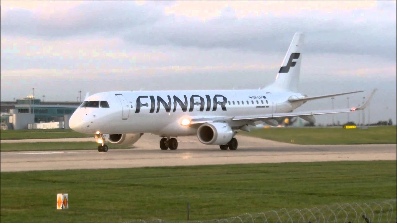 Finnair (Flybe Nordic) | Embraer 190 | Manchester Airport 23L Takeoff | HD
