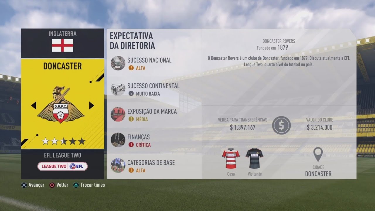 FIFA 17| Modo Carreira - Doncaster| Início de Trabalho e 1ª Partida da Pré-Temporada! #01