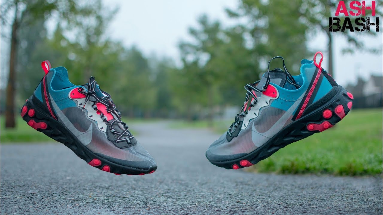 Review + On Foot | Nike React Element 87 ' Solar Red/ Blue Chill' | Ash Bash
