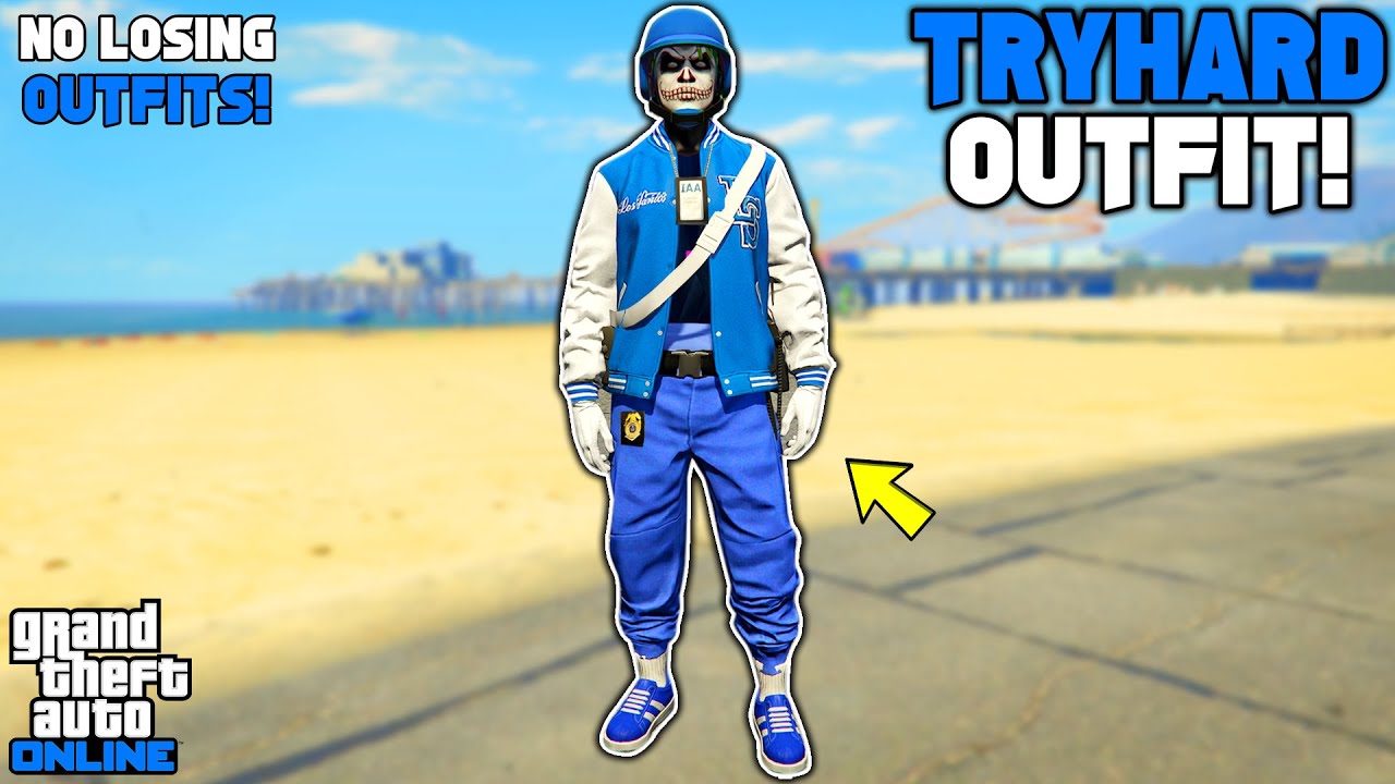 GTA 5 ONLINE *EASY* BLUE JOGGERS TRYHARD MODDED OUTFIT W/ INVISIBLE TORSO GLITCH 1.62 (NO TRANSFER)