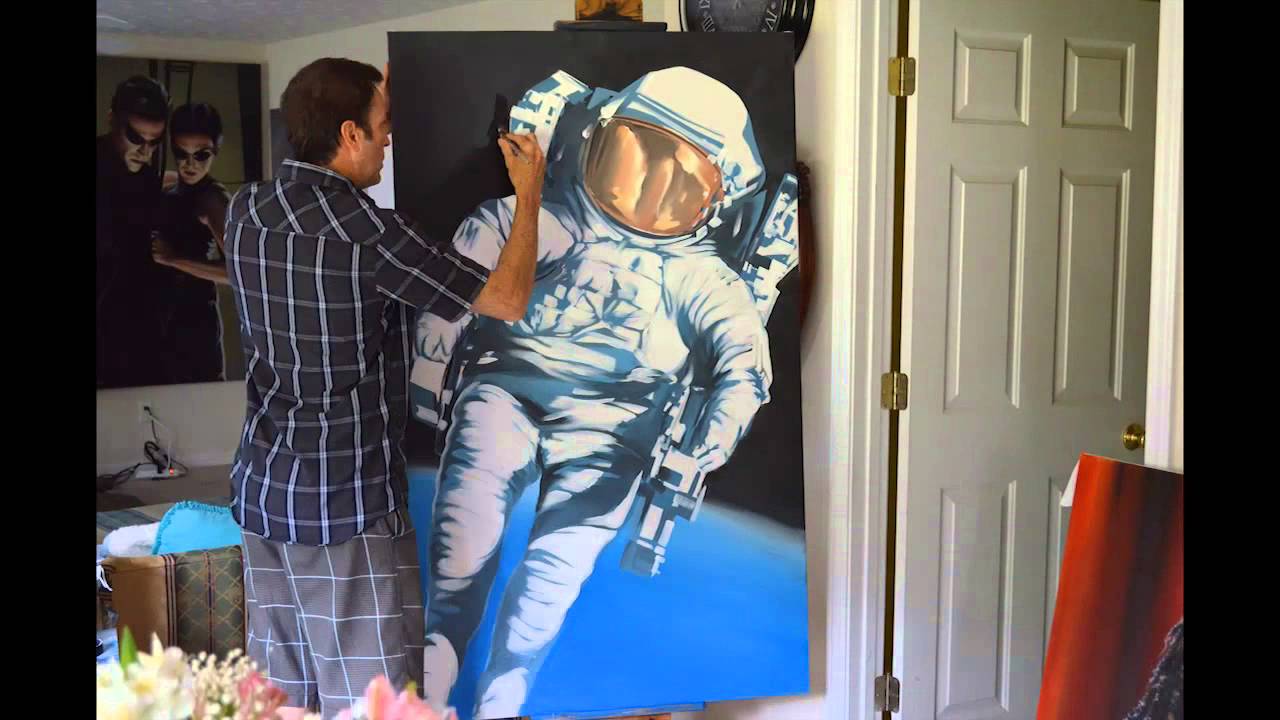 Astronaut oil painting time lapse original instructional Lee Bivens acrylic