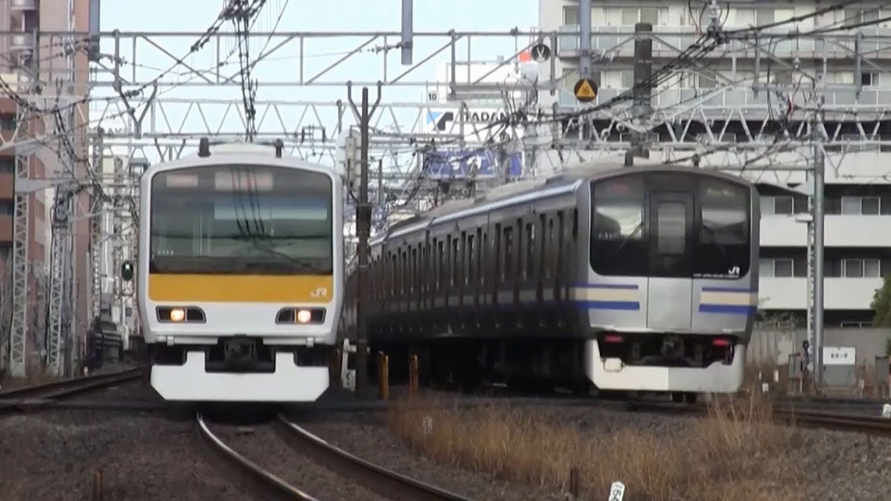 【6倍速】休日朝の総武本線錦糸町駅（字幕入り）
