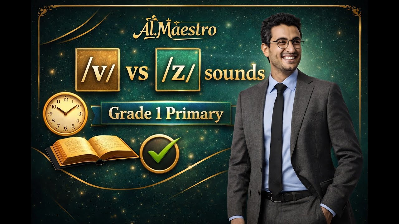 صوتي /v/ و /z/، بأسلوب يناسب تلاميذ الصف الأول الابتدائي.
