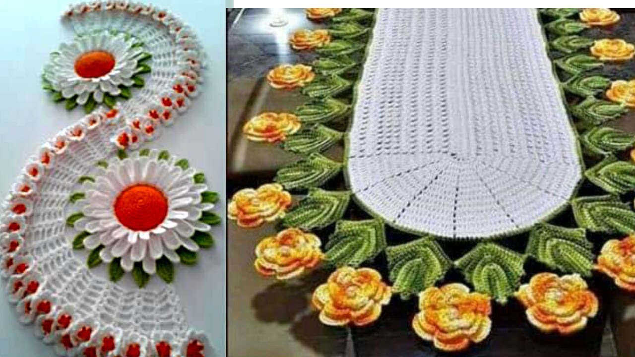Latest table cloth designs collection/ crochet table mat making ideas /woolen flower