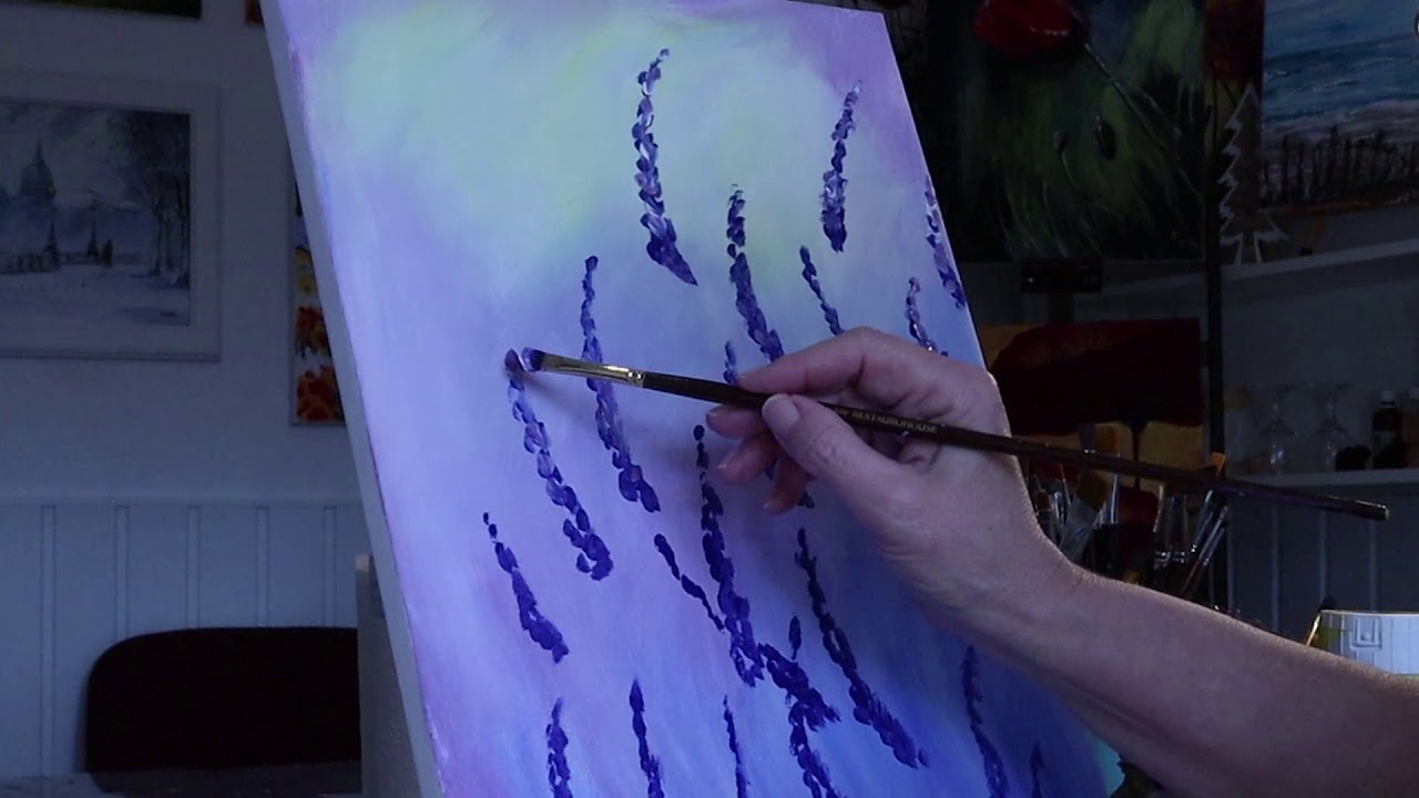ACRILIC ABSTRACT LEVENDULES PAINTING FOR BEGINNGERS! TUTORIAL