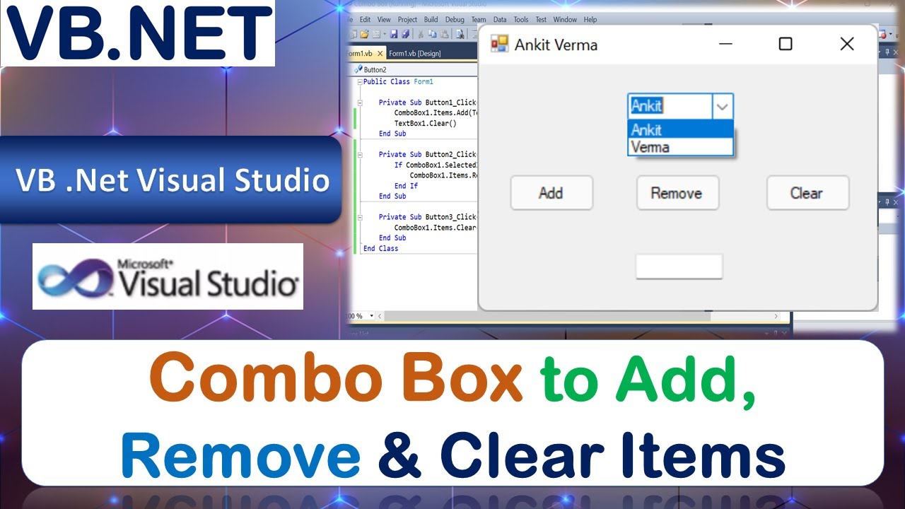 P52 | Combo Box to Add, Remove & Clear Items | VB.NET