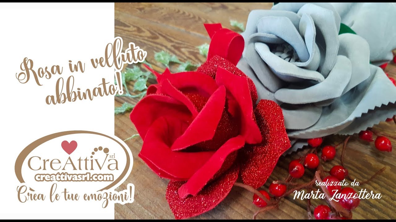 Come realizzare una Rosa in velluto abbinata con termo biadesiva