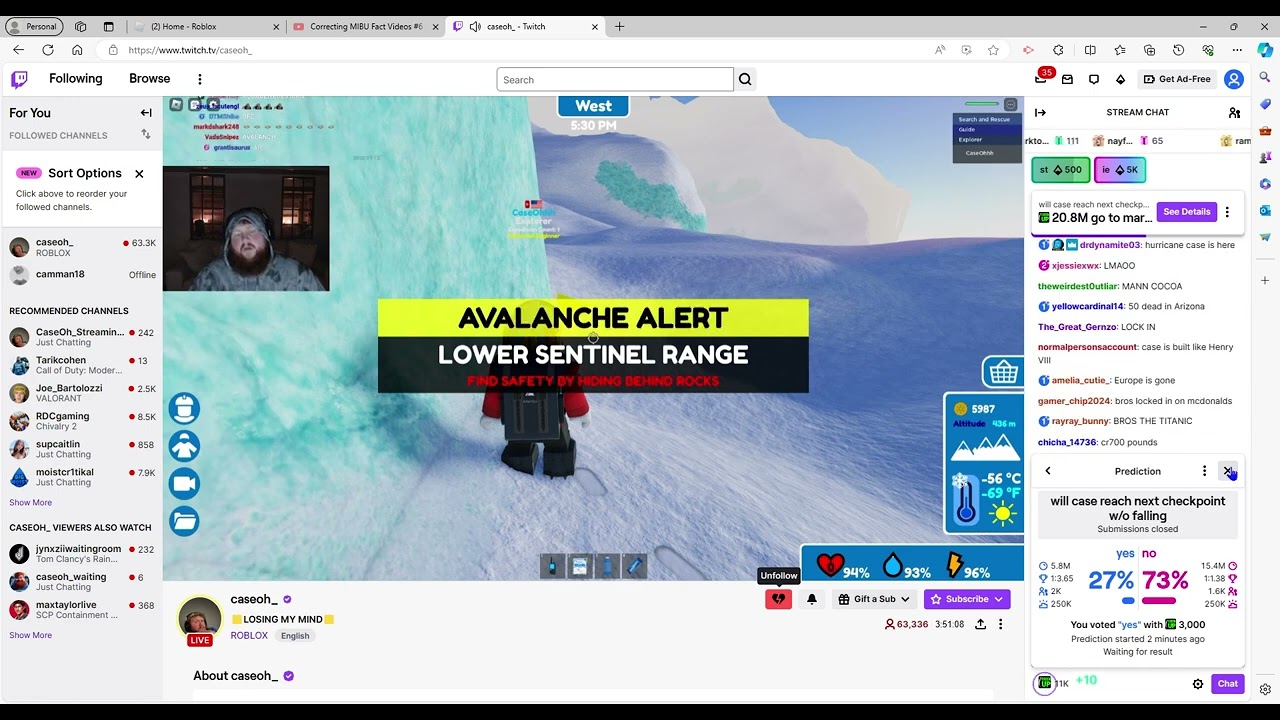 CaseOh Jumps And Causes An Avalanche
