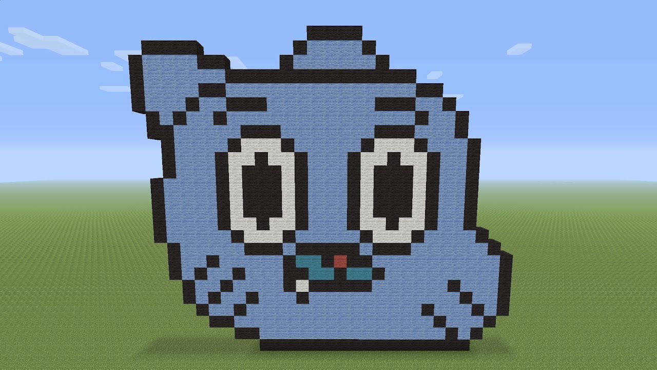Пиксель-арт Minecraft — голова Гамбола Уоттерсона из «Удивительного мира Гамбола»