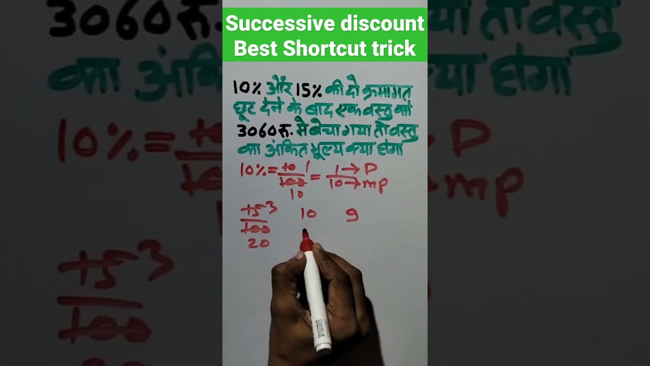 Successive discount (क्रमागत छूट) | Best Shortcut trick | शानदार Concept | #Maths trick  #shorts