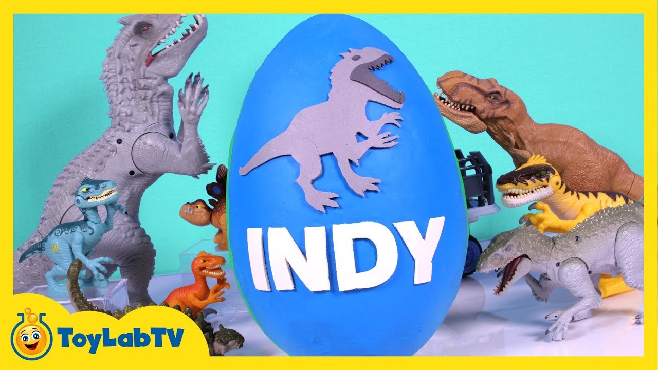 HUGE Jurassic World Play Doh Surprise Egg with Indominus Rex, T-Rex, Surprise Toys & Dino Fossil Kit