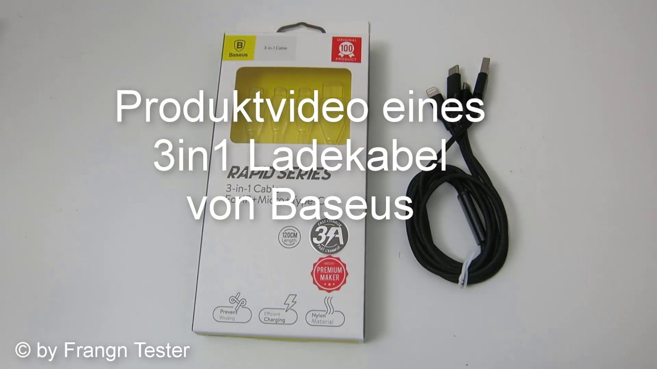 3in1 Ladekabel (Lightning, USB-C und MicroUSB) - von Baseus