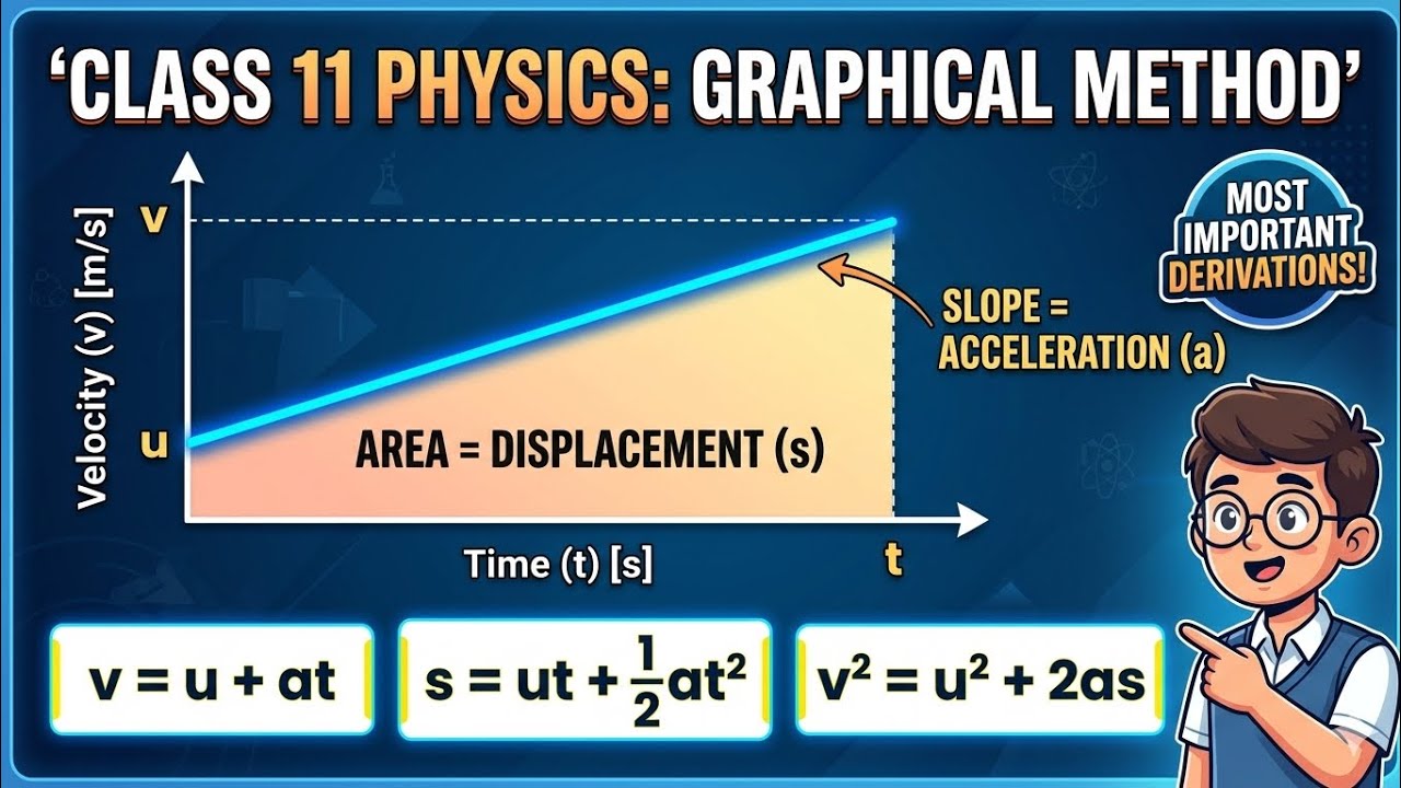 😍Class 11th physics graphical method 🤠equation of motion most important derivation of class 11th😎