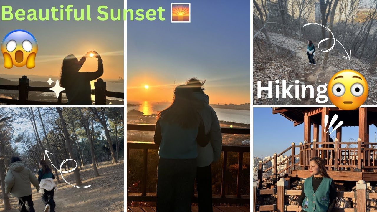 Hiking in south Korea 🇰🇷!!Stunning Sunset 🌅 view😱  #hiking #vlog #travelvlog #travel 