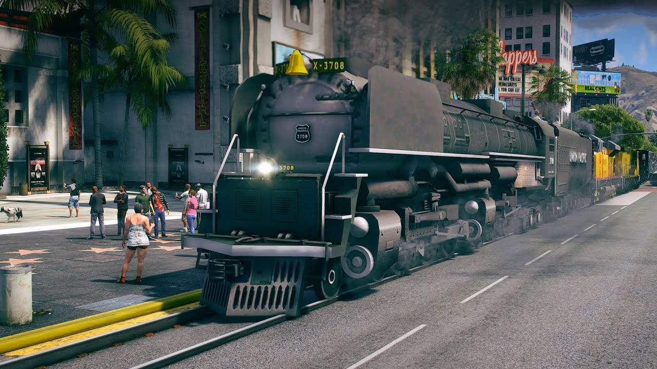 Railfanning the Street Running Trains in Grand Theft Auto V!