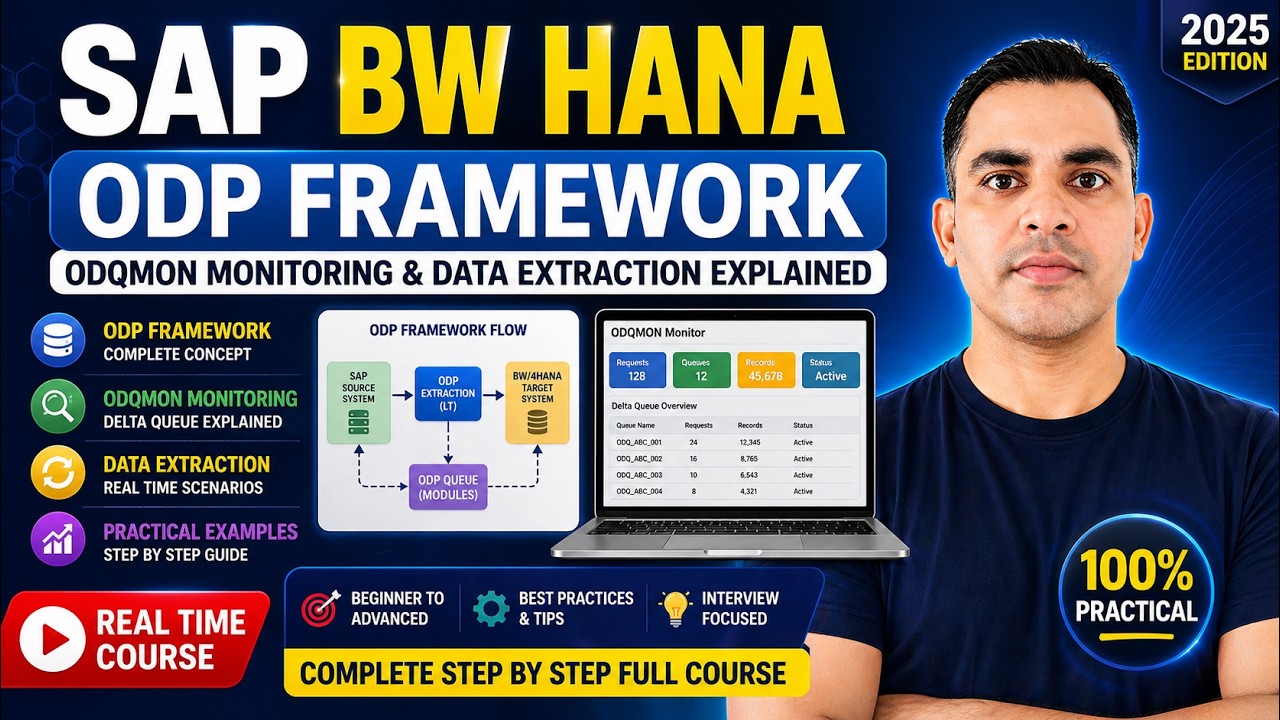 SAP-BW ON HANA ODP Framework Extraction ODQMON Monitoring Real Time Training