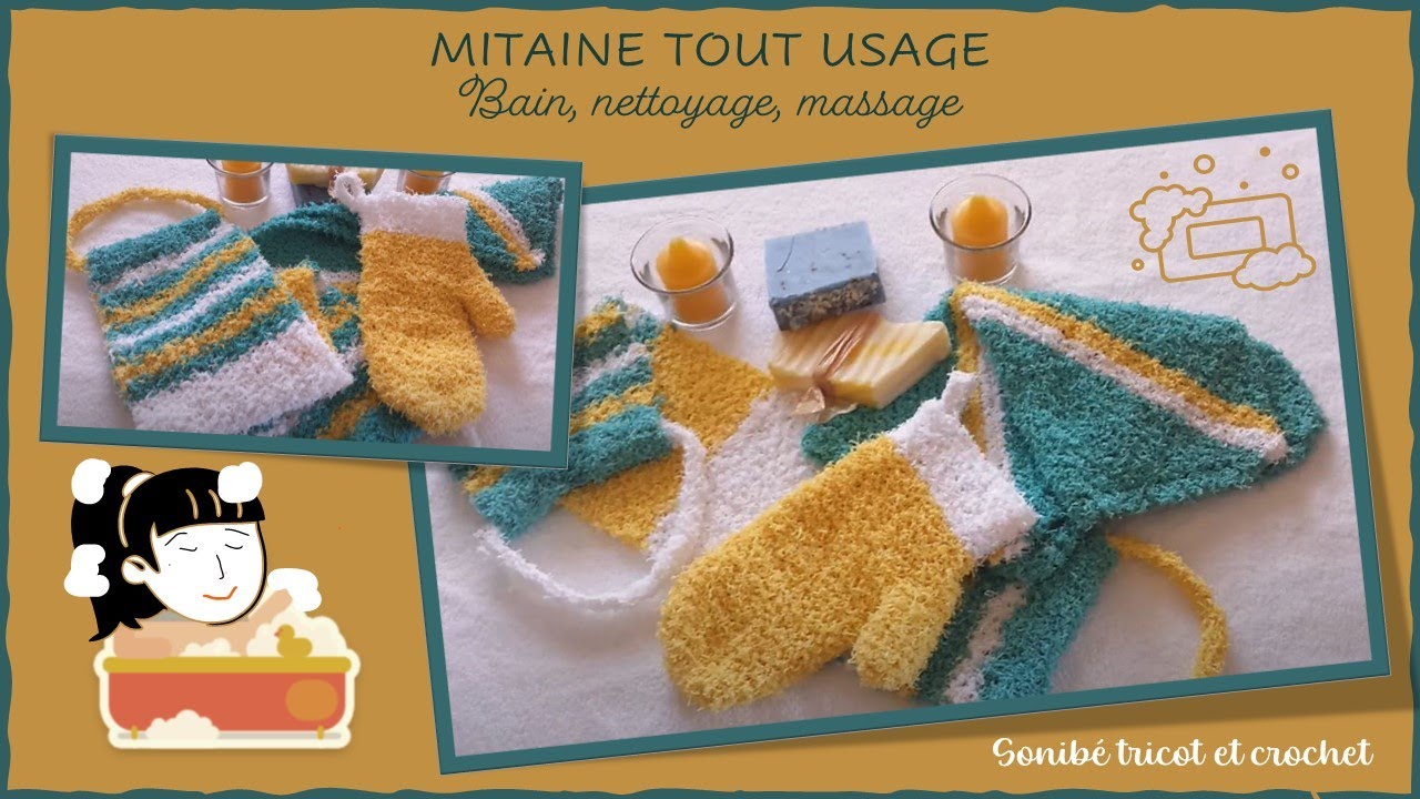 Tricot-Mitaine (manique) multi usage-Bain-Vaisselle-Ménage-Très facile!
