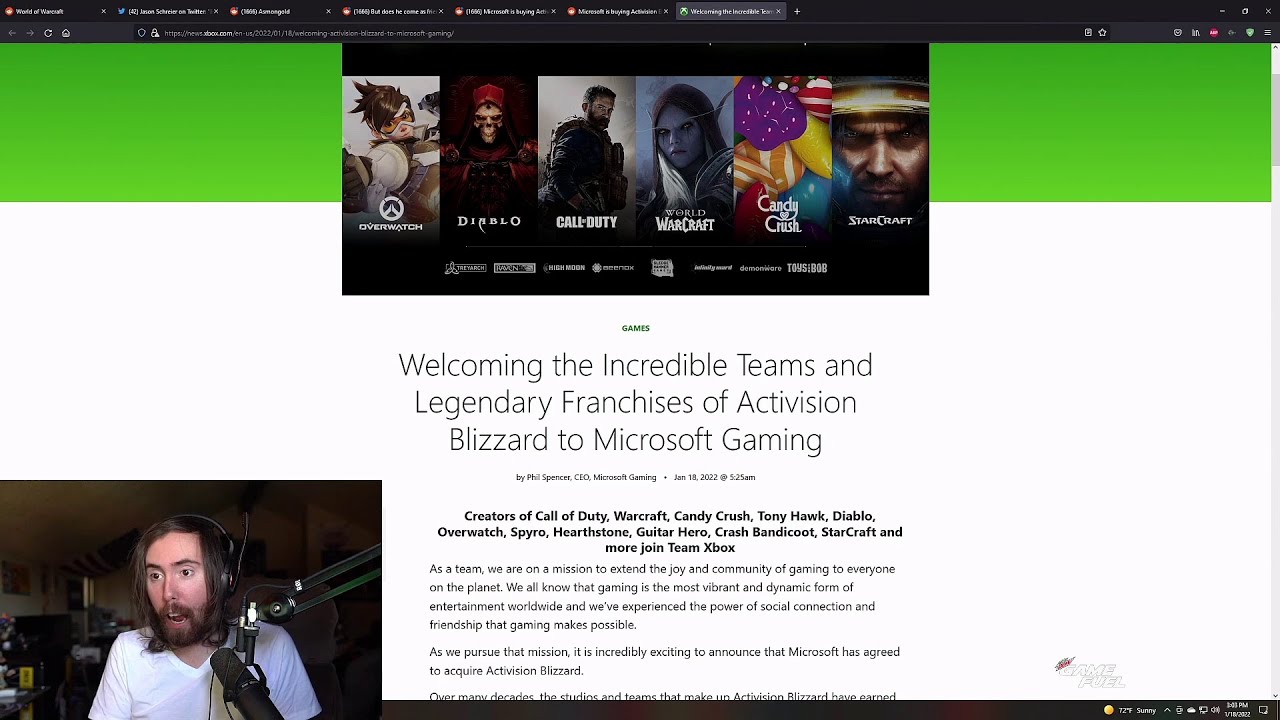 Asmongold's LIVE REACTION to Microsoft Buying Blizzard