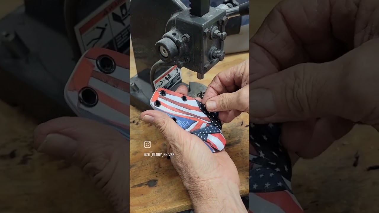 Making a kydex sheath. #customsheath #knifemaker #godblessamerica #redwhiteandblue #edcknife