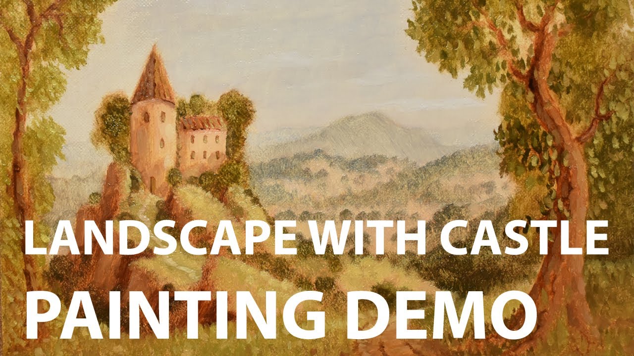 Landscape with Castle Oil Painting Demo Timelapse Relaxing Art Video