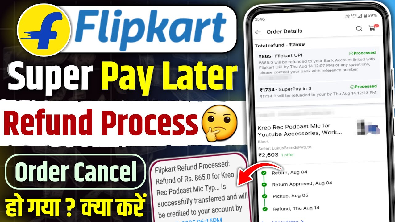 Flipkart super pay refund process | Flipkart super pay later emi cancel | Super pay in 3 refunded to