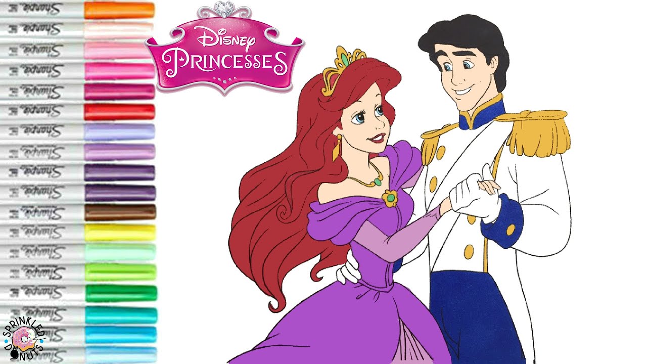 Disney Princess Ariel and Prince Eric Coloring Book Pages Ariel's Dolphin Adventure