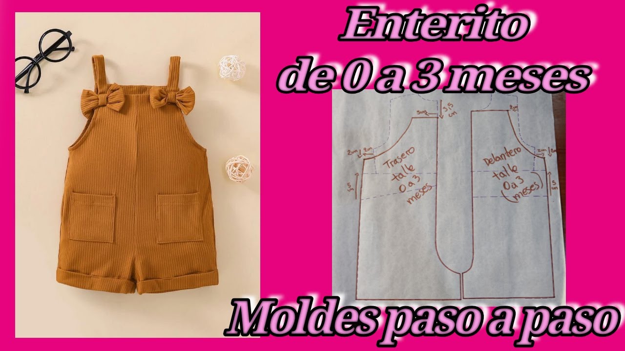 Enterito en talla de 0 a 3 meses 💖 Moldes paso a paso