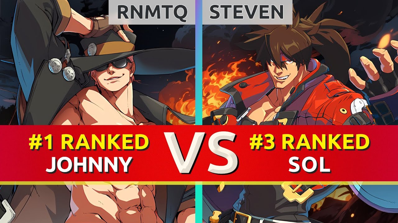 GGST ▰ RNMTQ (#1 Ranked Johnny) vs STEVEN (#3 Ranked Sol). High Level Gameplay
