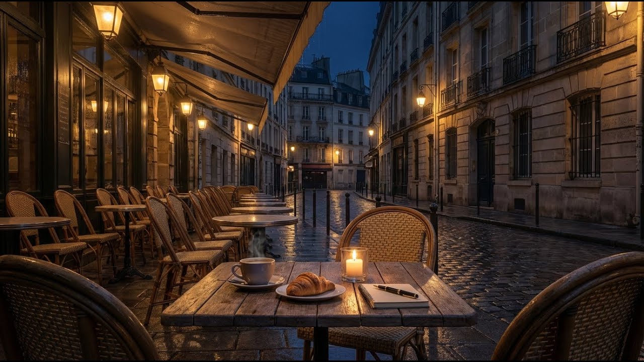 🎷 Paris Café After Midnight – Relaxing Jazz Rain Ambience
