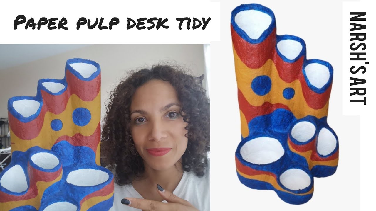 Paper pulp desk tidy DIY #papermache #paperpulp #papersculpture #desktidy
