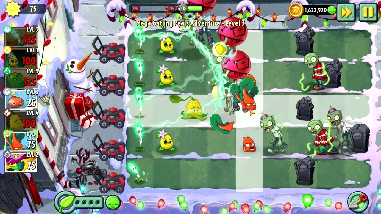 Mega Gatling Pea's Adventure Level 3 (Plants vs. Zombies 2)