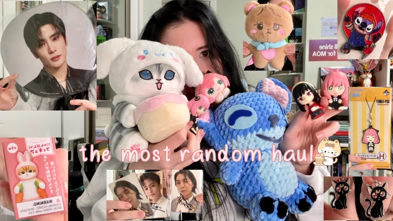 A Random Haul — plushes, mofusand, earrings, pins, spy x family, kpop merch etc… （＾ν＾）