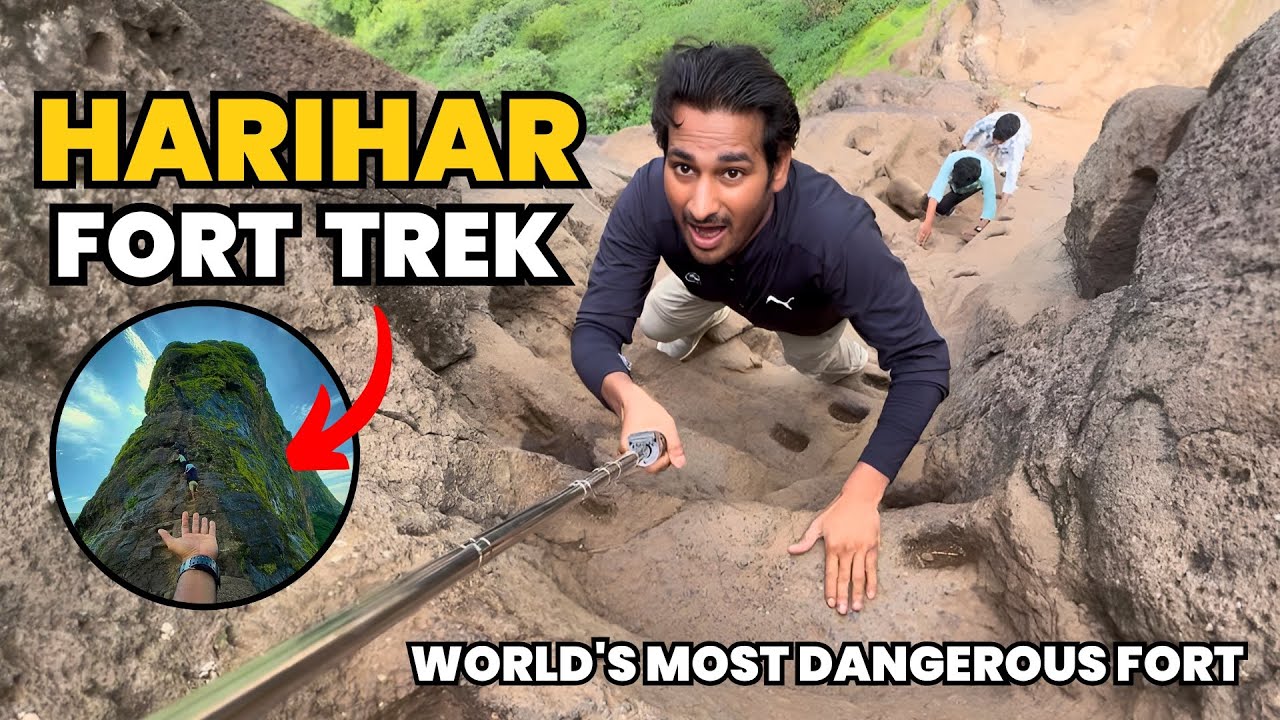 Harihar Fort ! Most thrilling & dangerous trek ￼! Dangerous fort & climbing @ArbaazVlogs ￼