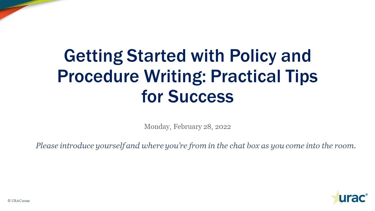 Getting Started with Writing Policies and Procedures