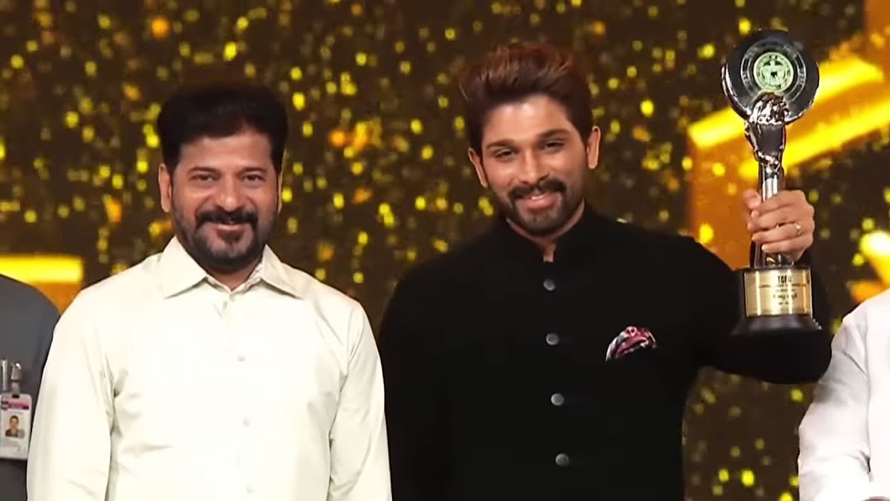 Icon Star Allu Arjun Received Telangana Gaddar Film Award By CM Revanth Reddy